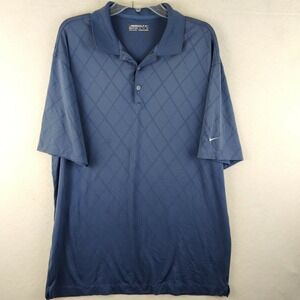 Nike Golf Fit Dry Mens Extra Large‎ Golf Rubgy Polo Shirt Blue Mens XL